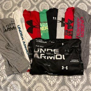 Boys XL UA 9 top super bundle! 5 short/ 2 long sleeve, 1 hoodie, & 1 sleeveless